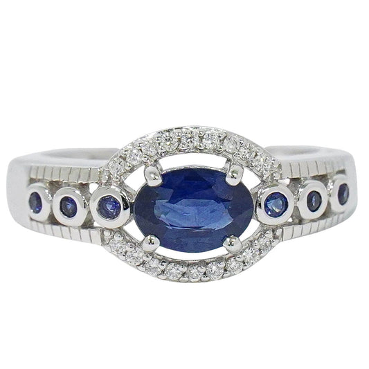 サファイア 1.00ct ダイヤモンド 750 WG リング 12号 ブルー