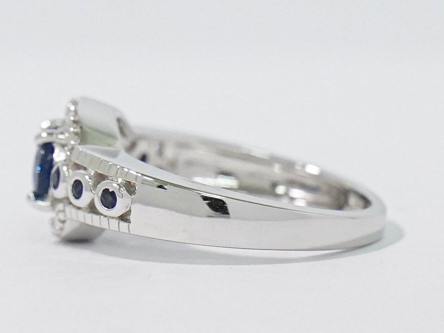 サファイア 1.00ct ダイヤモンド 750 WG リング 12号 ブルー