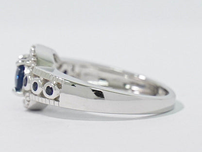 サファイア 1.00ct ダイヤモンド 750 WG リング 12号 ブルー