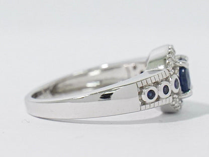 サファイア 1.00ct ダイヤモンド 750 WG リング 12号 ブルー