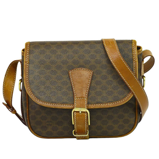 CELINE マカダム ショルダーバッグ ブラウン