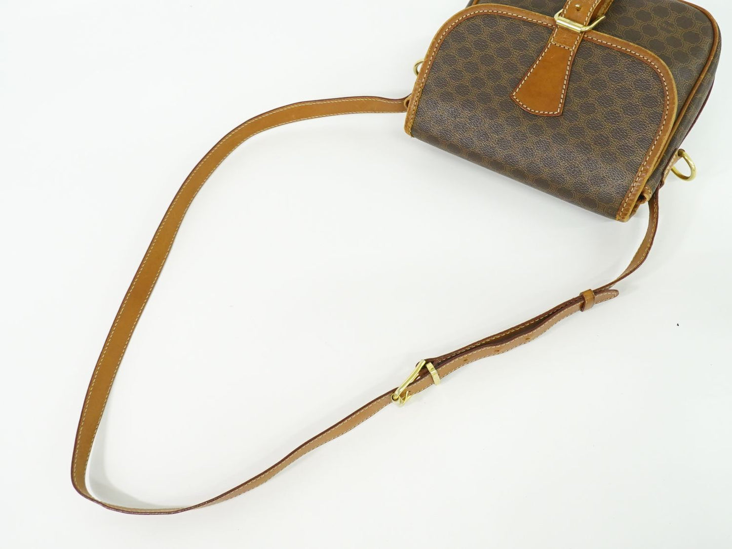CELINE マカダム ショルダーバッグ ブラウン