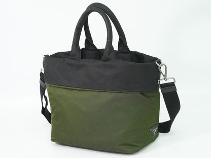 PRADA テスートダブル リバーシブル 2WAY ショルダーバッグ カーキ ブラック BN1959