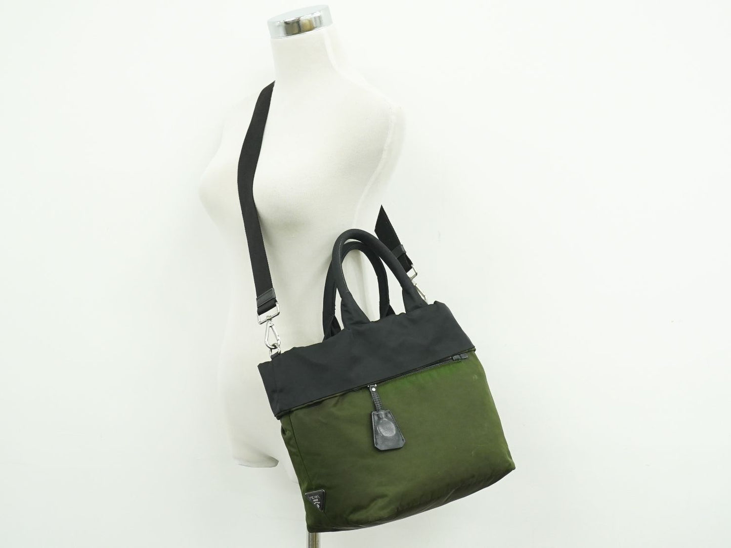 PRADA テスートダブル リバーシブル 2WAY ショルダーバッグ カーキ ブラック BN1959