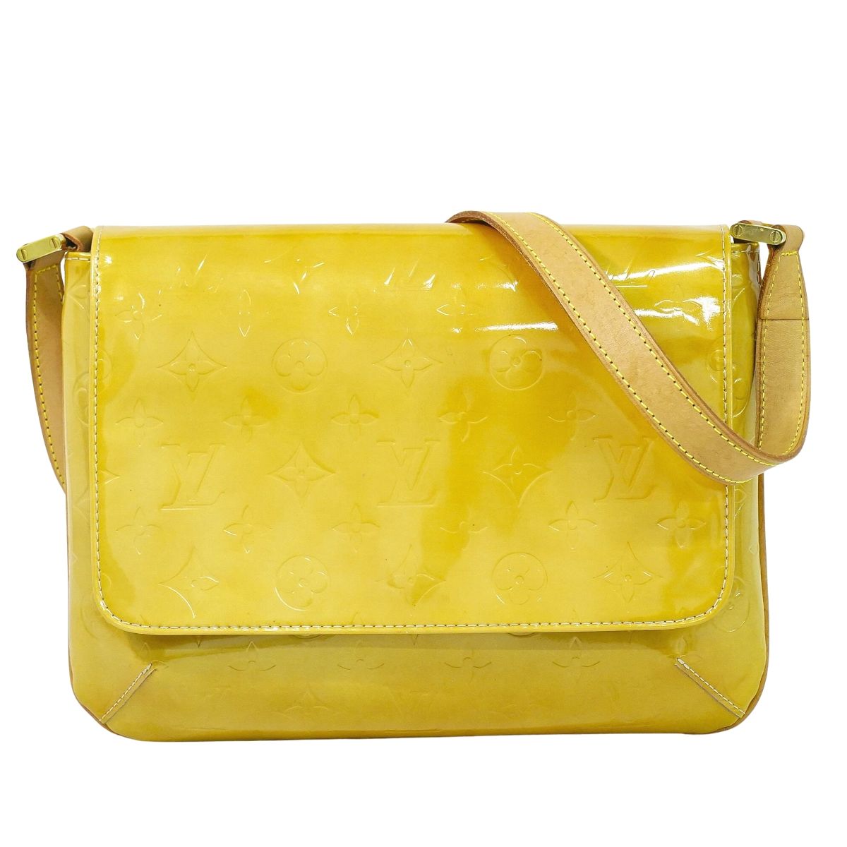 LOUIS VUITTON トンプソンストリート ヴェルニ レザー ショルダーバッグ ベージュ M91008