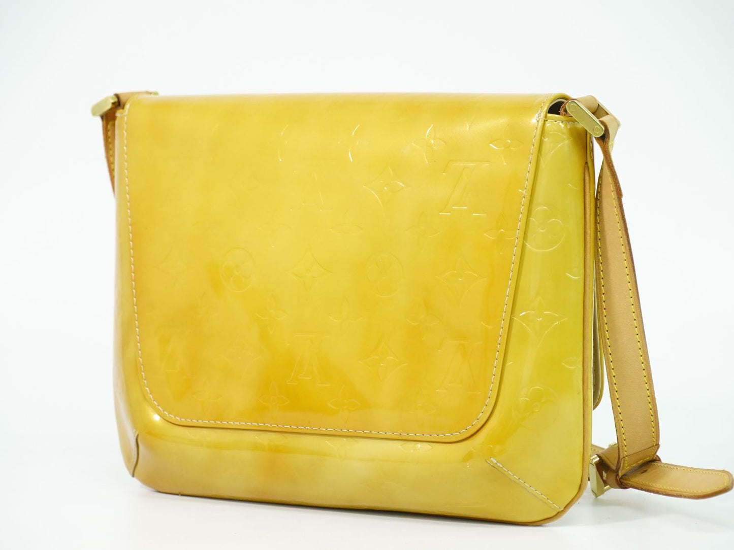 LOUIS VUITTON トンプソンストリート ヴェルニ レザー ショルダーバッグ ベージュ M91008