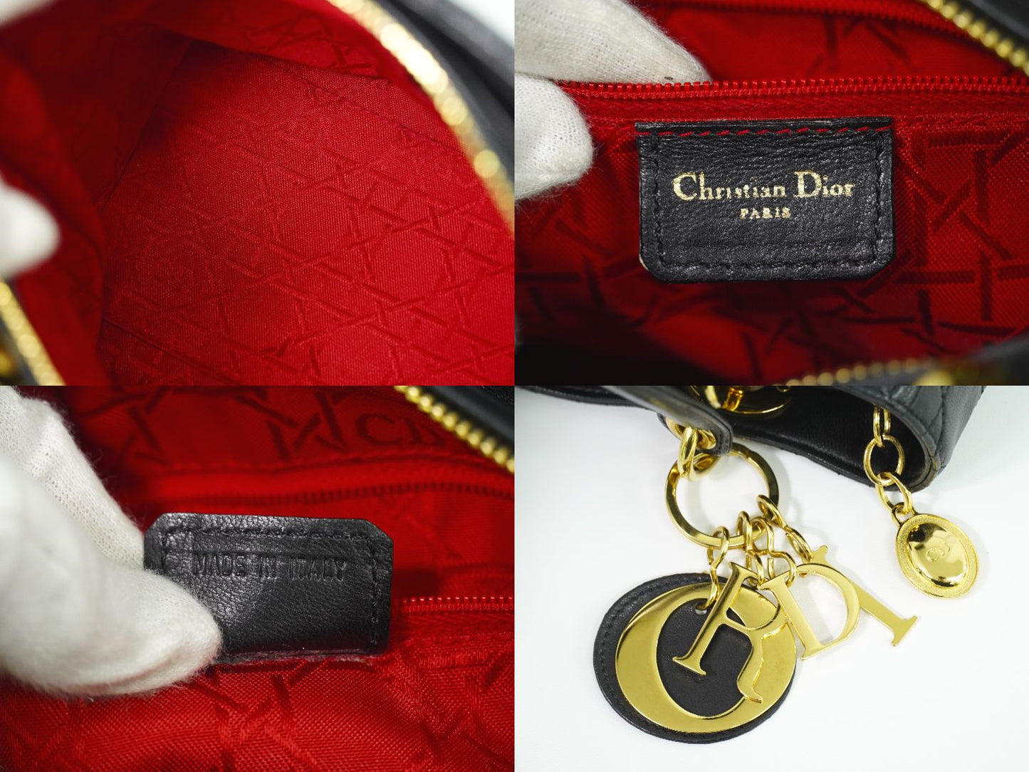 Christian Dior レディディオール カナージュ ハンドバッグ ブラック