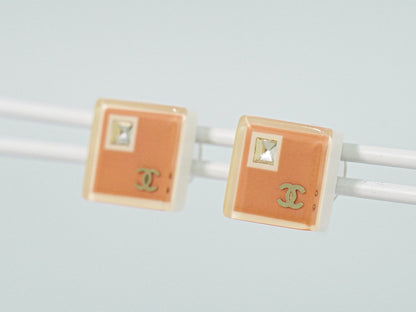 CHANEL ココマーク ラインストーン ピアス プラスチック GP ピンク