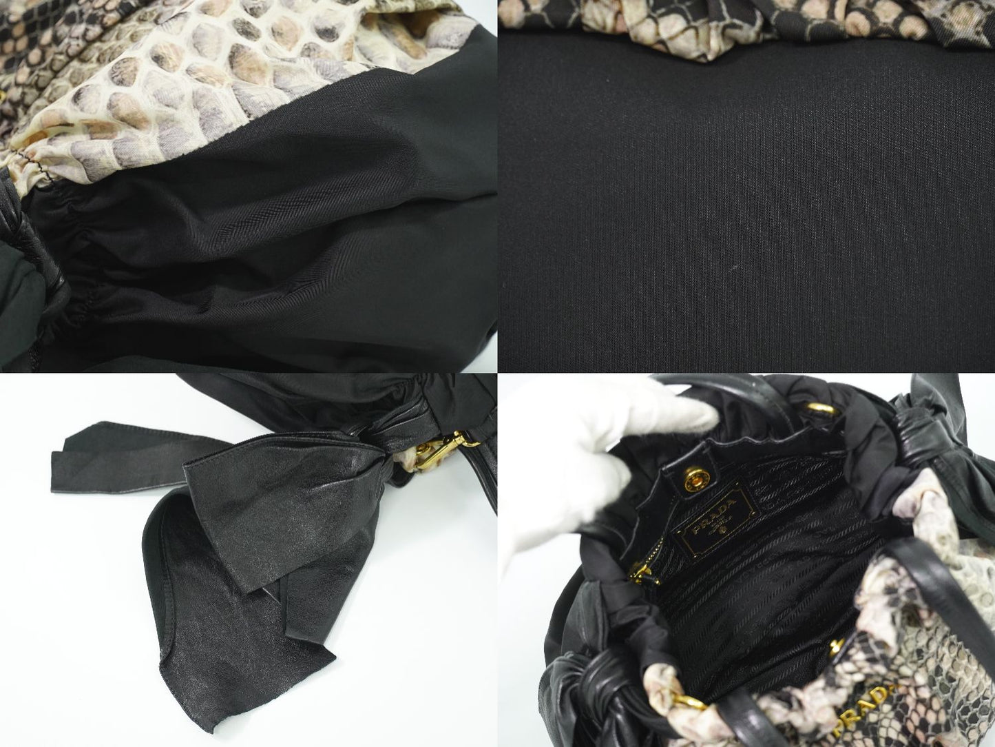 PRADA パイソン柄 2WAY ショルダーバッグ ブラック マルチカラー