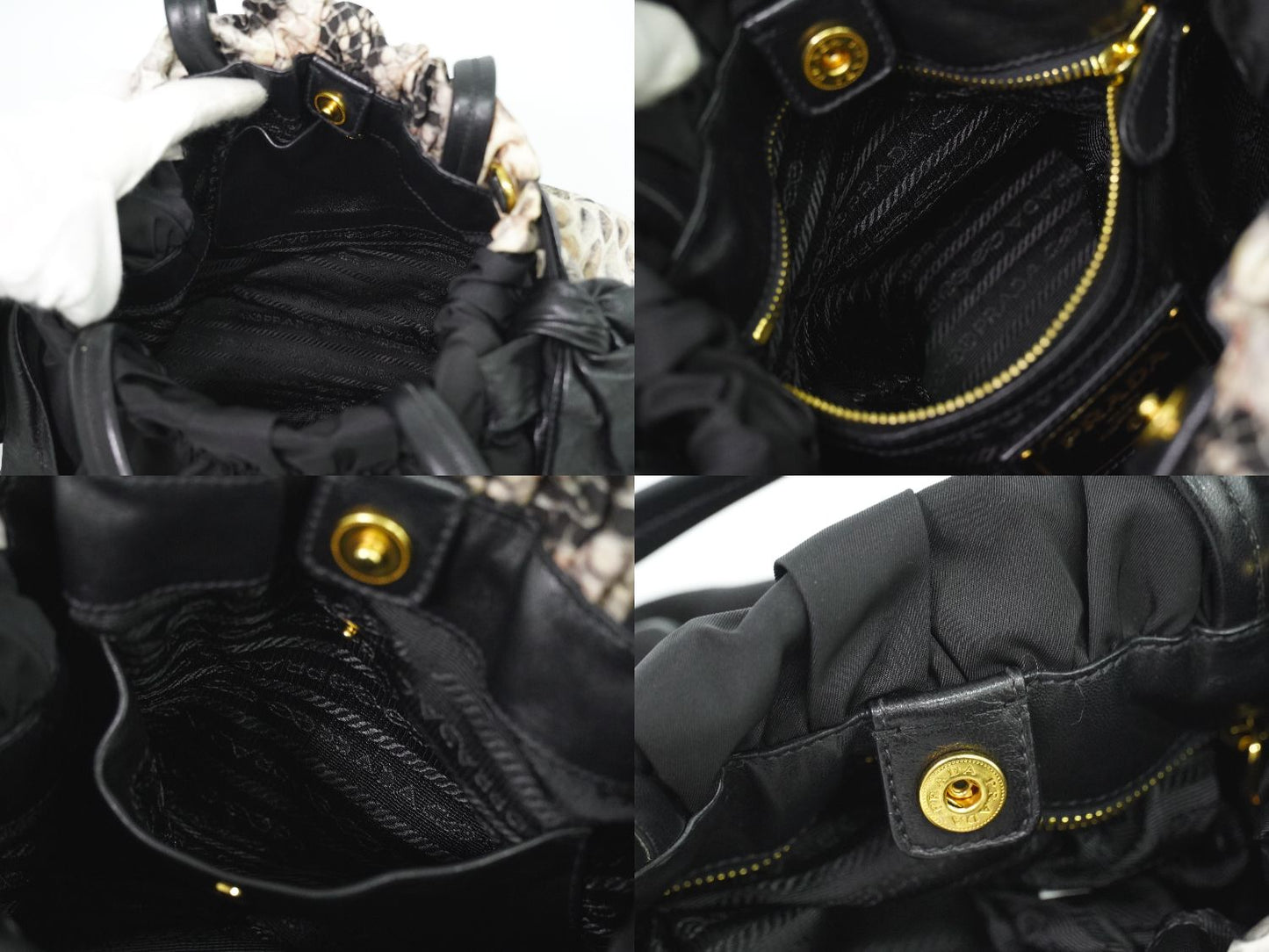 PRADA パイソン柄 2WAY ショルダーバッグ ブラック マルチカラー