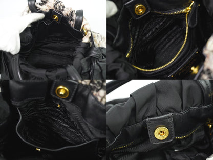 PRADA パイソン柄 2WAY ショルダーバッグ ブラック マルチカラー