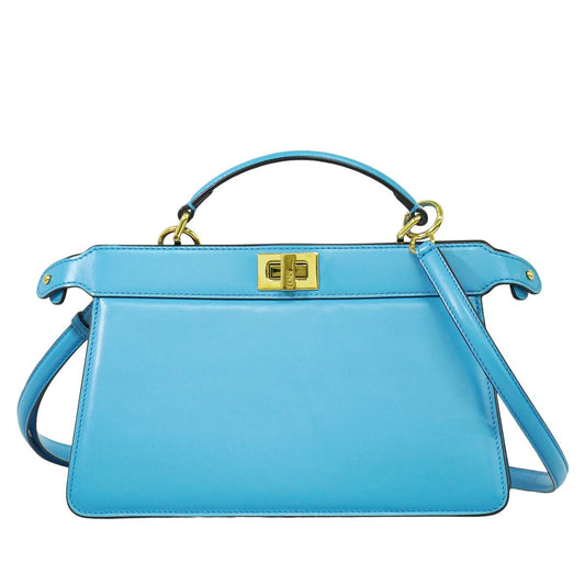 FENDI ピーカブー アイシーユー イーストウエスト 2WAY ショルダーバッグ ブルー 8BN323