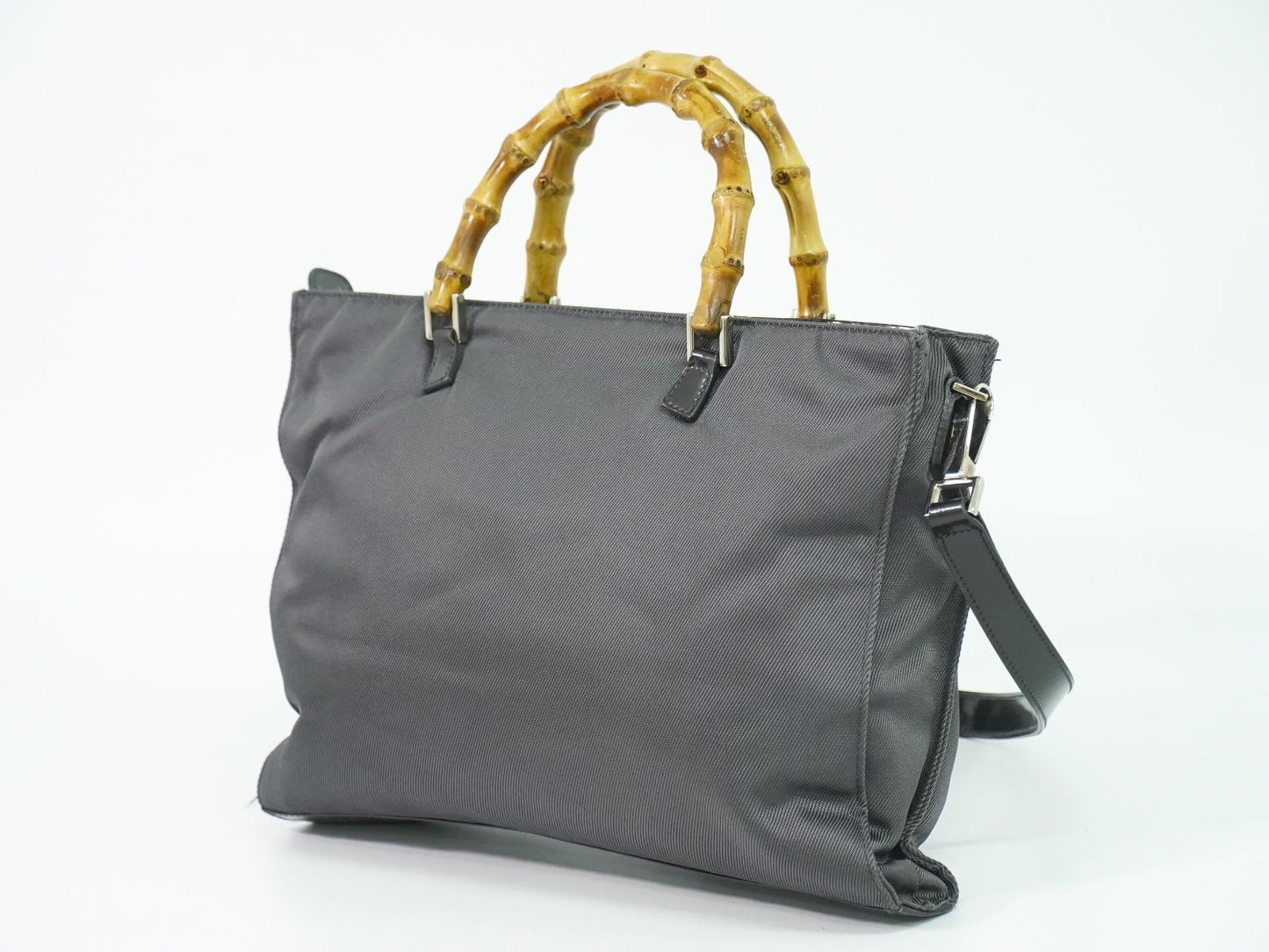 GUCCI バンブー 2WAY ショルダーバッグ グレー