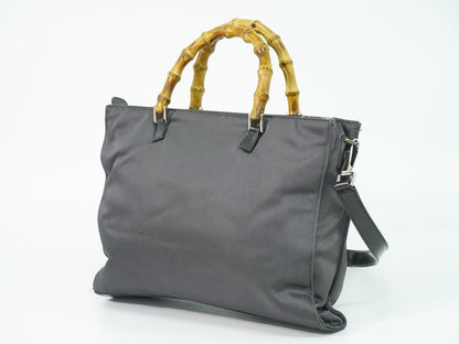 GUCCI バンブー 2WAY ショルダーバッグ グレー