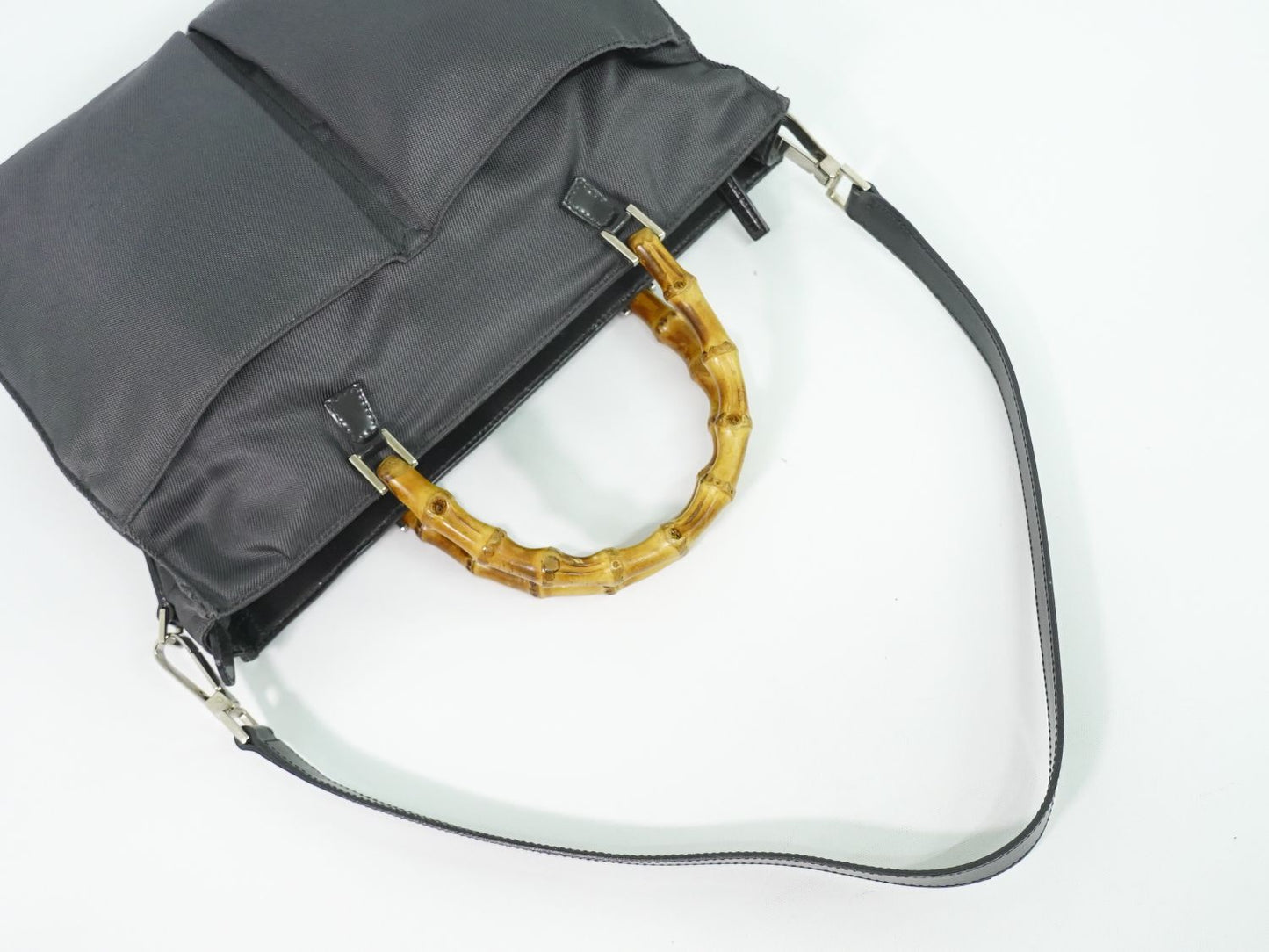 GUCCI バンブー 2WAY ショルダーバッグ グレー