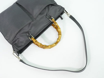 GUCCI バンブー 2WAY ショルダーバッグ グレー