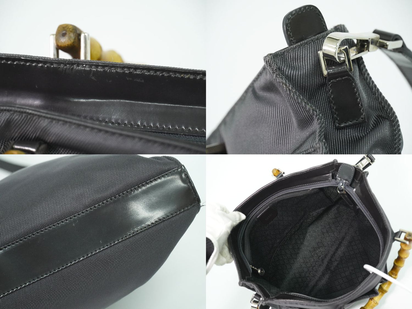 GUCCI バンブー 2WAY ショルダーバッグ グレー