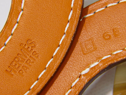 HERMES ダンカン バッファローボーン レザー ネックレス ブラウン オレンジ