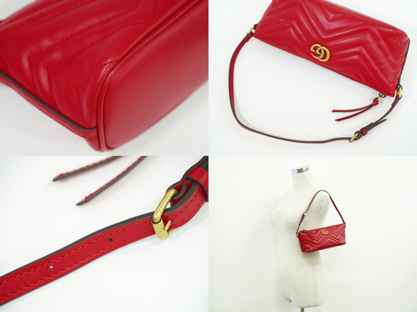 GUCCI GGマーモント ショルダーバッグ レッド 739166