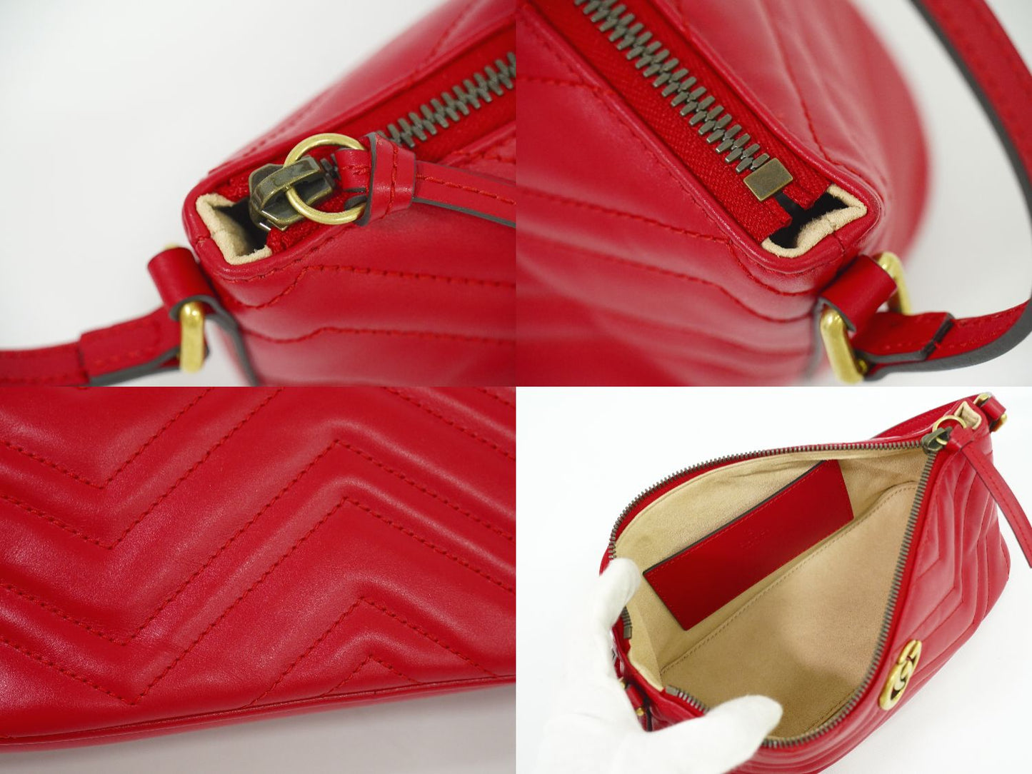 GUCCI GGマーモント ショルダーバッグ レッド 739166