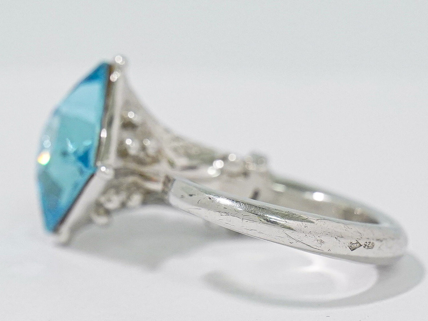 Dior ロゴ ブルーストーン 925 リング 指輪 7 17号 シルバー
