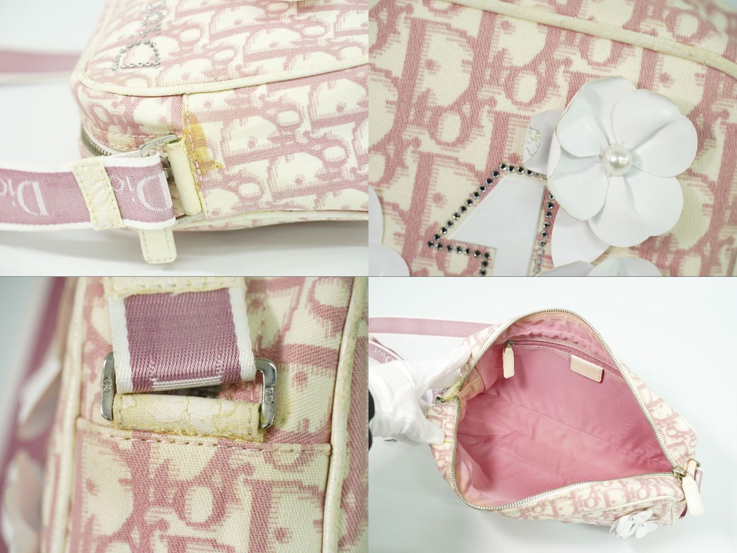 Christian Dior トロッター ショルダーバッグ ピンク ホワイト