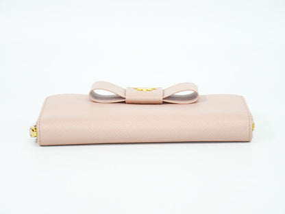 PRADA リボン 長財布 ピンク