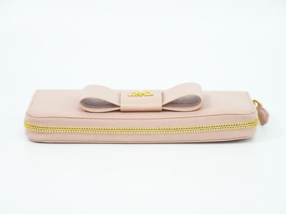 PRADA リボン 長財布 ピンク