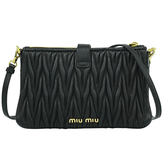 MIU MIU マテラッセ 2WAY ショルダーバッグ ブラック