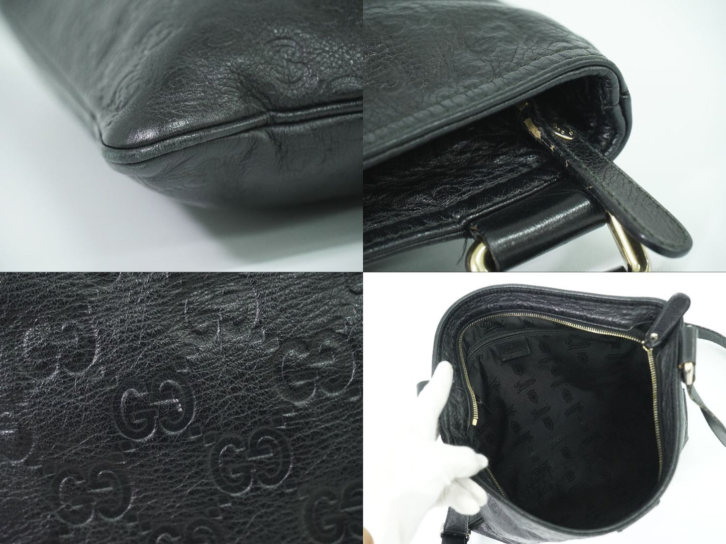 GUCCI グッチシマ レザー ショルダーバッグ ブラック 201446