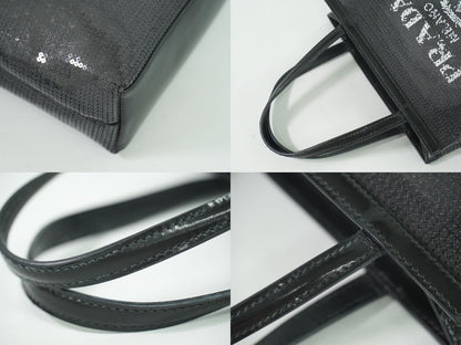 PRADA スパンコール メッシュ ハンドバッグ ブラック