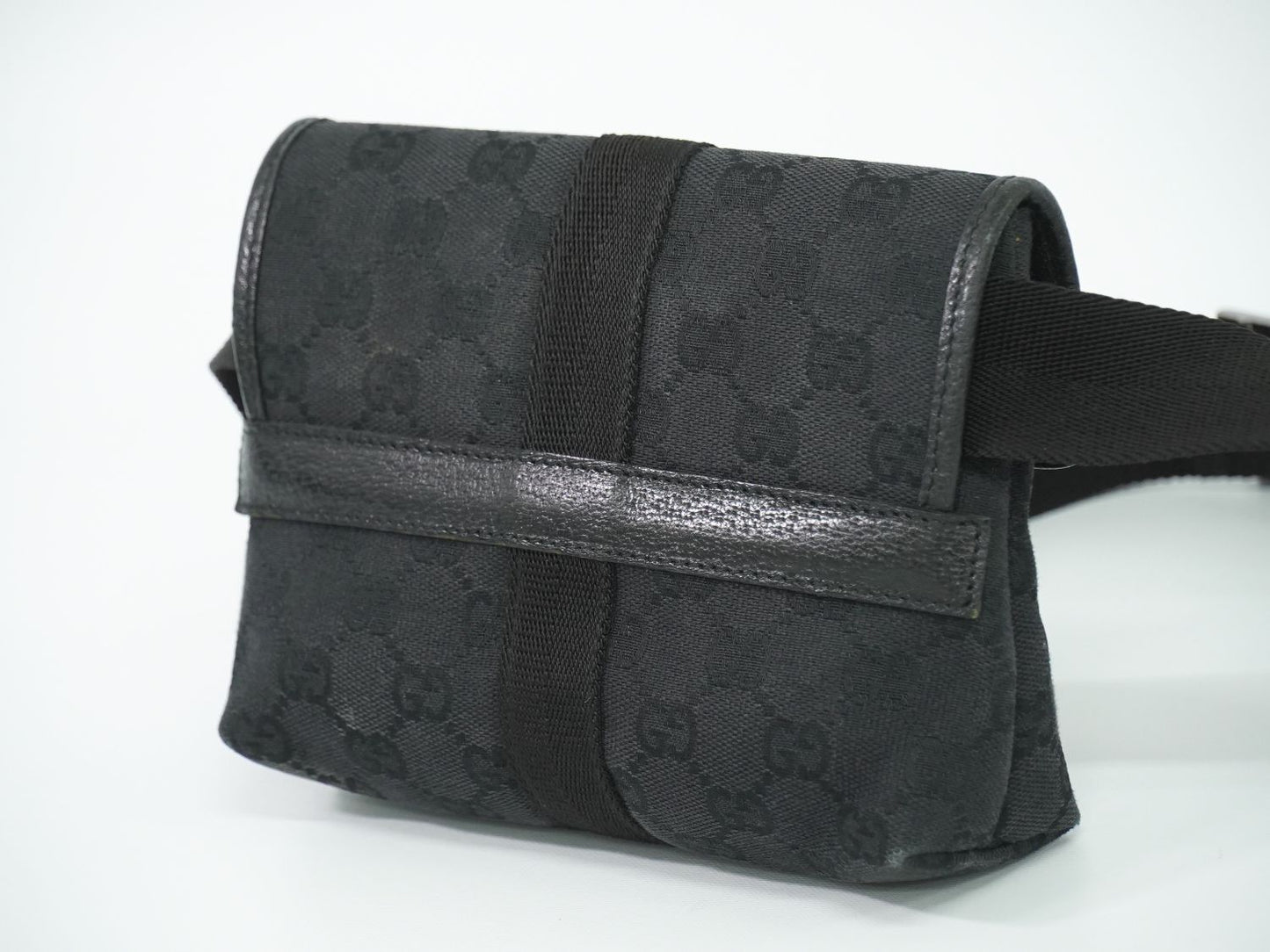GUCCI GGキャンバス ウエストポーチ ブラック 131236