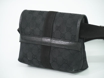 GUCCI GGキャンバス ウエストポーチ ブラック 131236