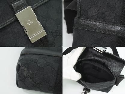 GUCCI GGキャンバス ウエストポーチ ブラック 131236