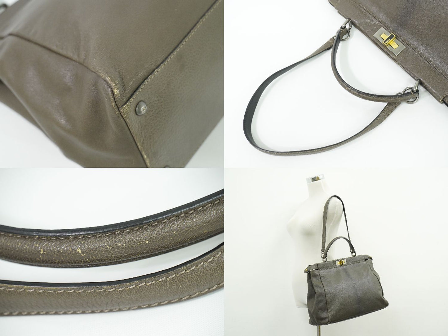 FENDI ピーカブー 2WAY ショルダーバッグ グレー系 8BN210