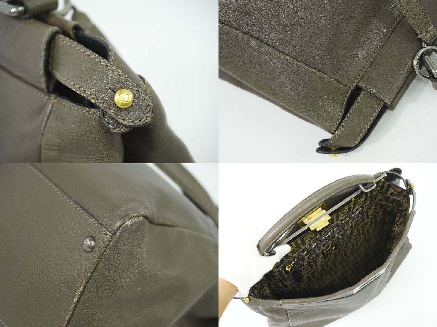 FENDI ピーカブー 2WAY ショルダーバッグ グレー系 8BN210