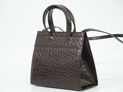 Salvatore Ferragamo ヴァラ リボン 2WAY ショルダーバッグ ブラウン