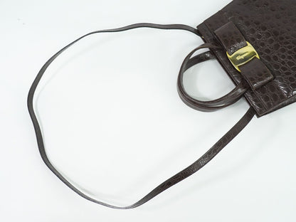 Salvatore Ferragamo ヴァラ リボン 2WAY ショルダーバッグ ブラウン
