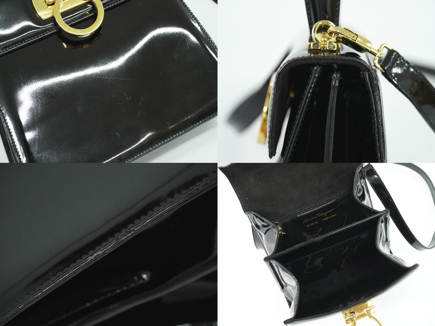 Salvatore Ferragamo ガンチーニ 2WAY ショルダーバッグ ブラック