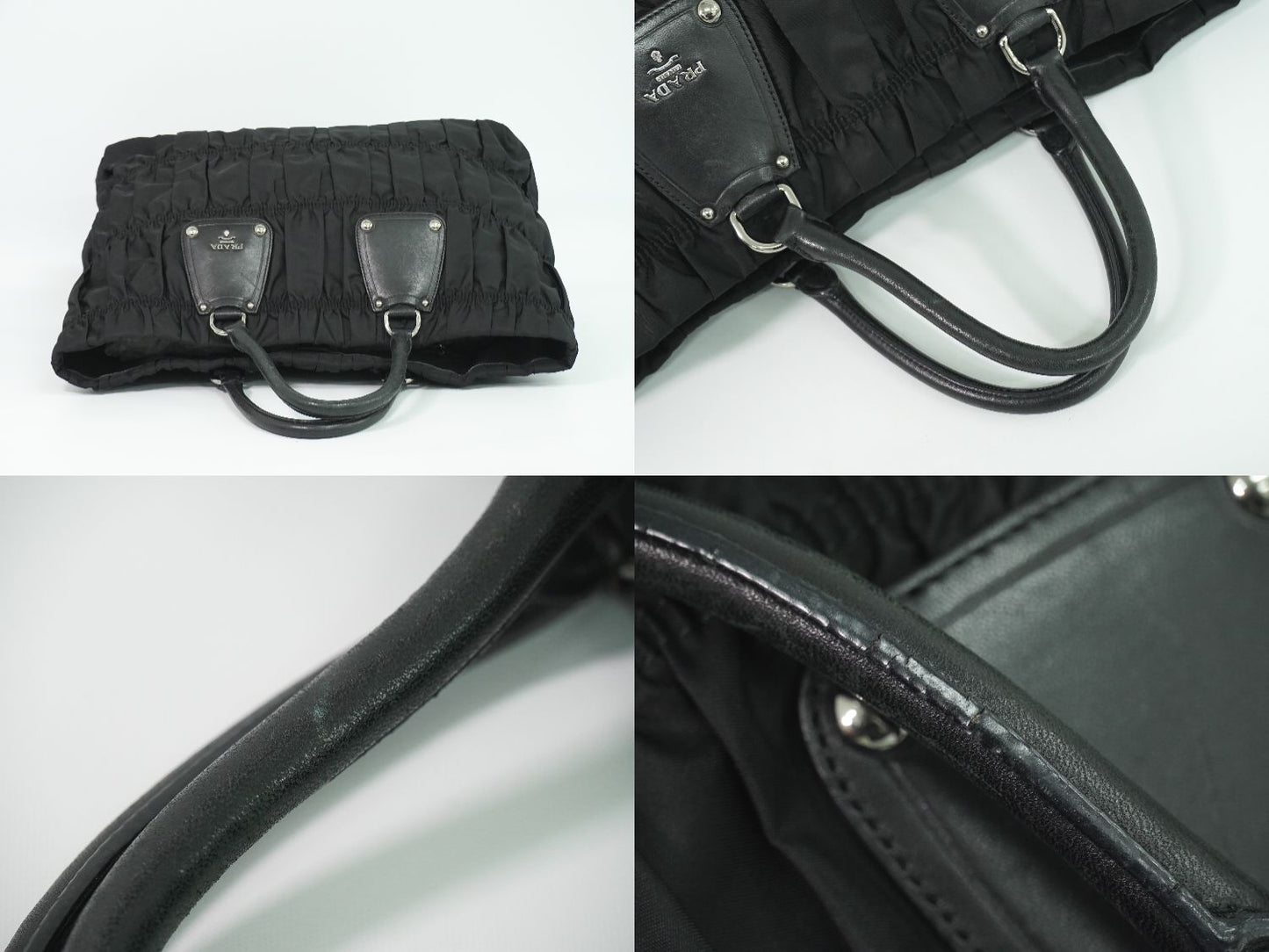 PRADA ギャザー トートバッグ ブラック