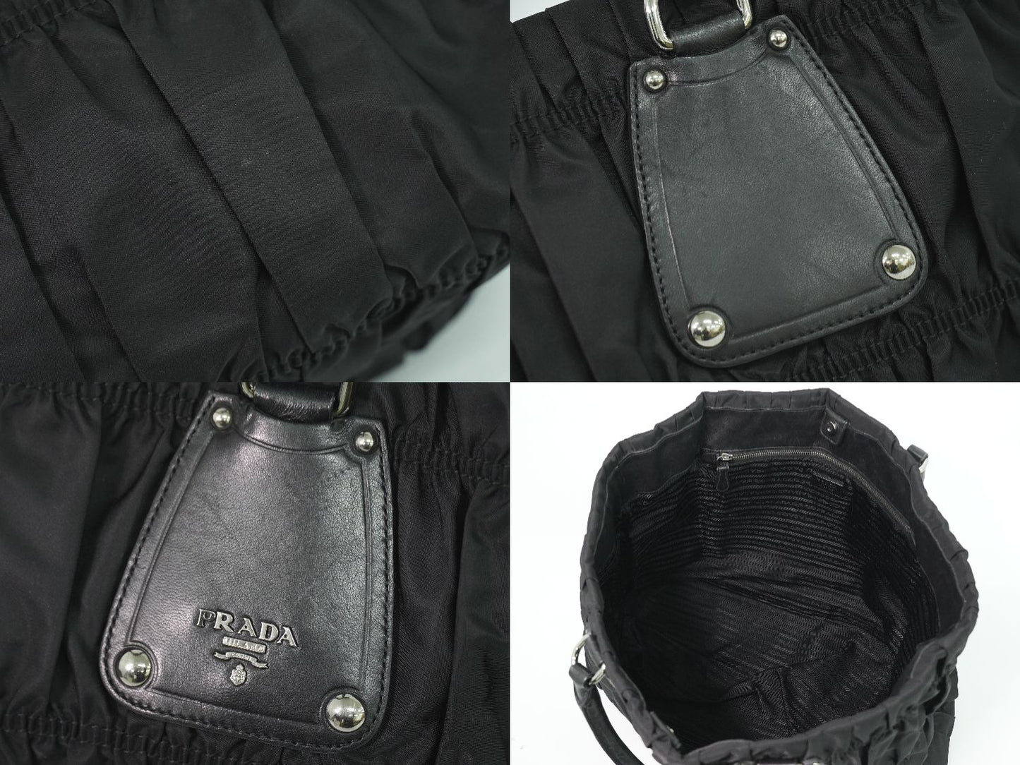 PRADA ギャザー トートバッグ ブラック