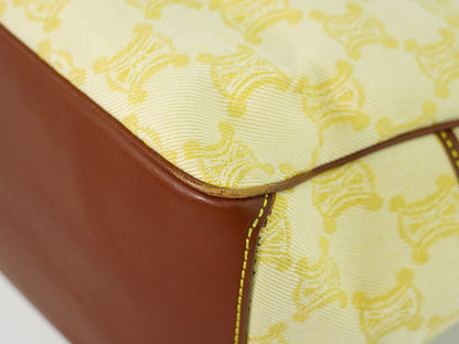 CELINE マカダム ブギーバッグ ハンドバッグ イエローベージュ