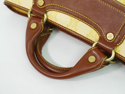 CELINE マカダム ブギーバッグ ハンドバッグ イエローベージュ