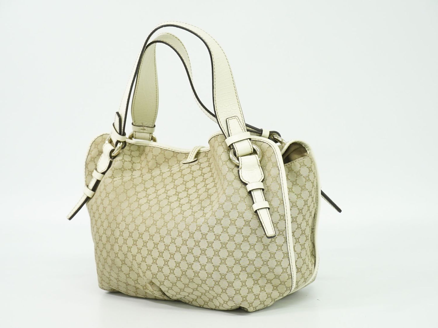 CELINE ビタースウィート マカダム トートバッグ ベージュ ホワイト