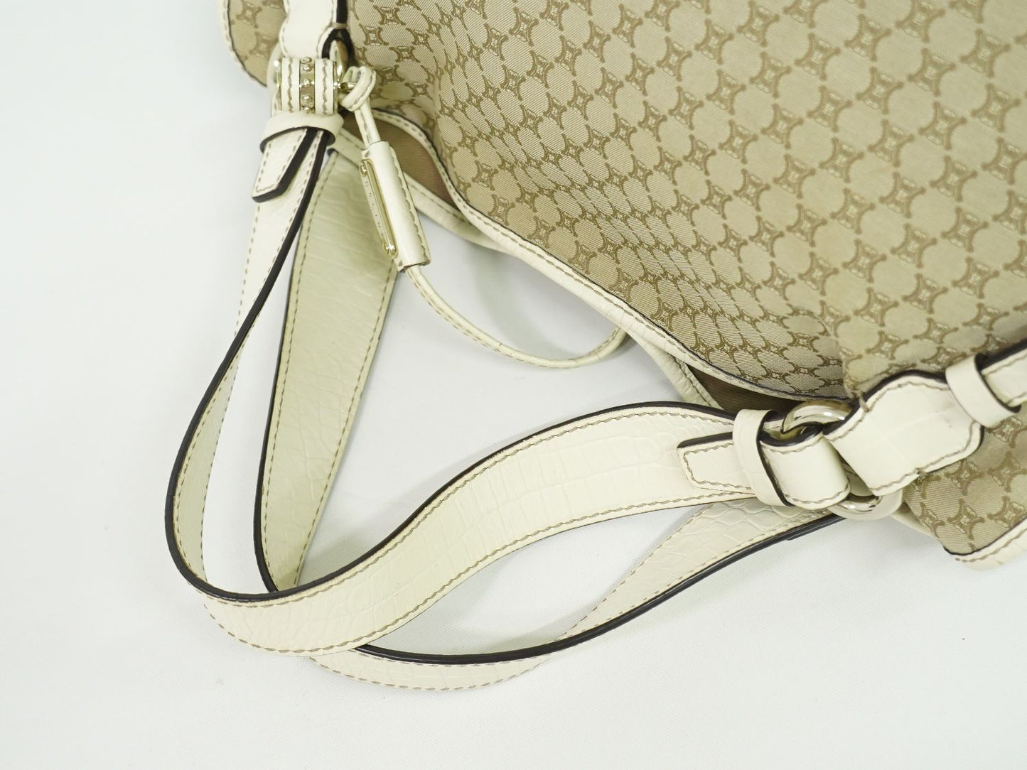 CELINE ビタースウィート マカダム トートバッグ ベージュ ホワイト