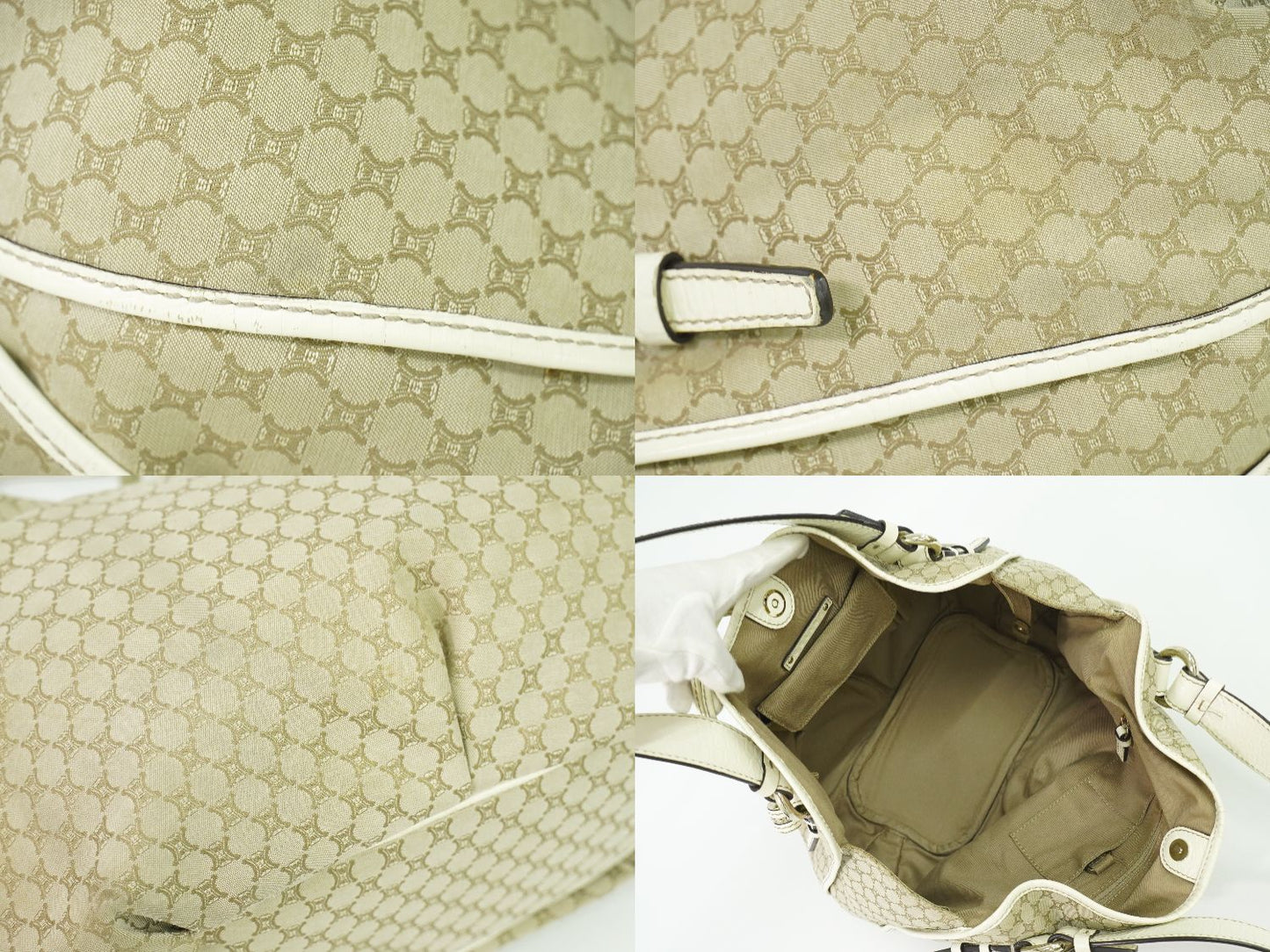 CELINE ビタースウィート マカダム トートバッグ ベージュ ホワイト