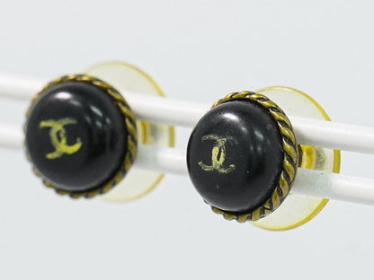CHANEL ココマーク ピアス プラスチック GP ブラック