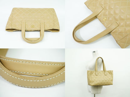 CHANEL ワイルドステッチ ココマーク トートバッグ ベージュ