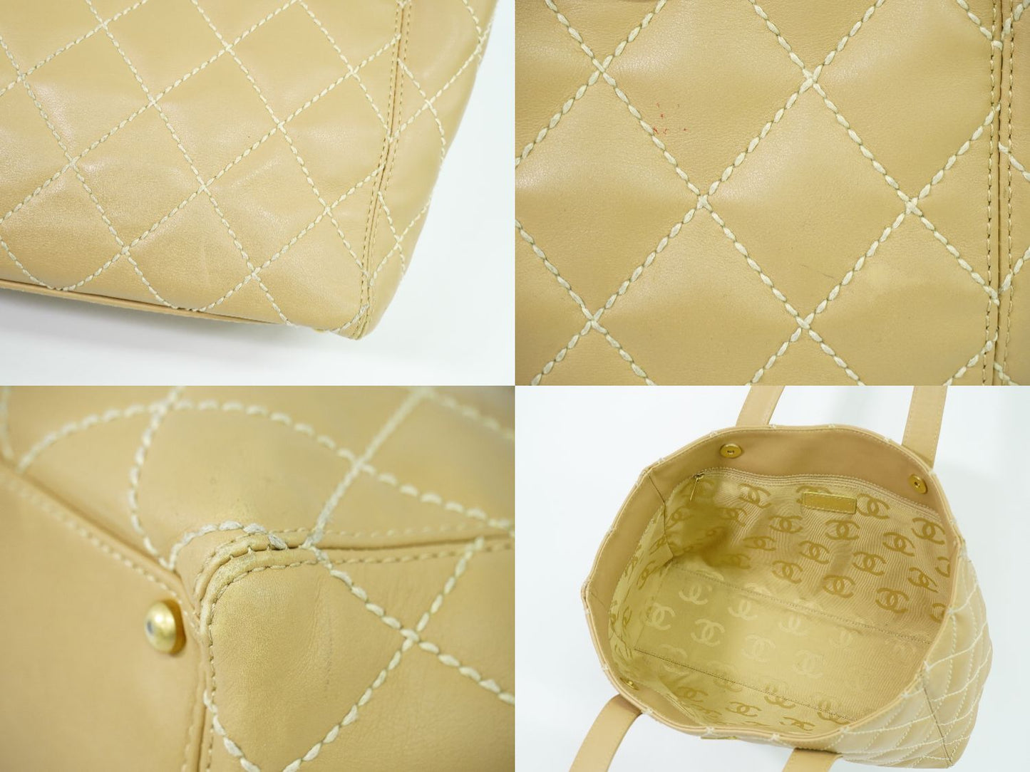 CHANEL ワイルドステッチ ココマーク トートバッグ ベージュ