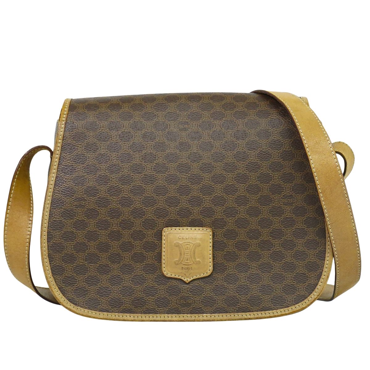 CELINE マカダム ショルダーバッグ ブラウン